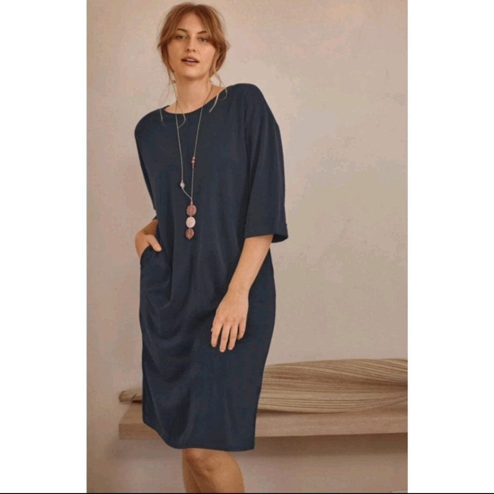 J. Jill Pure Jill Sand Washed Shift Dress Womens 2X Tencel Modal Minimalist Gray
